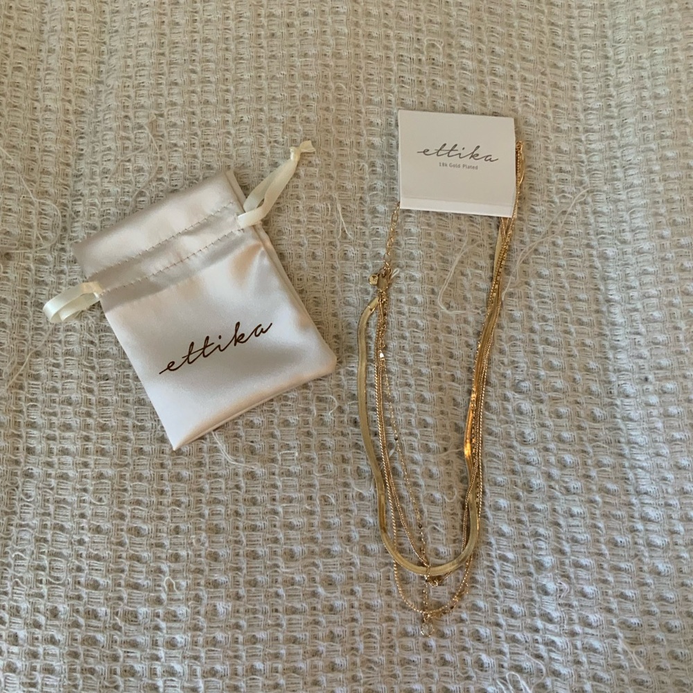 Ettika x Revolve All The Chains Layered Necklace 18k Gold Plated Crystal Chain